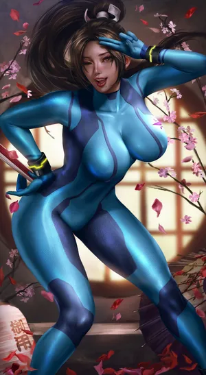 守望先锋小美mei 拳皇不知火舞插画V手势