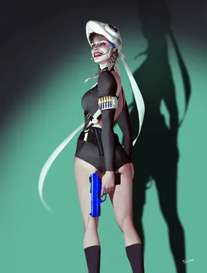 带牙套的小女孩 手枪 子弹