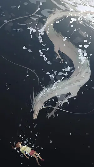 千与千寻白龙小清新浪漫手绘插画