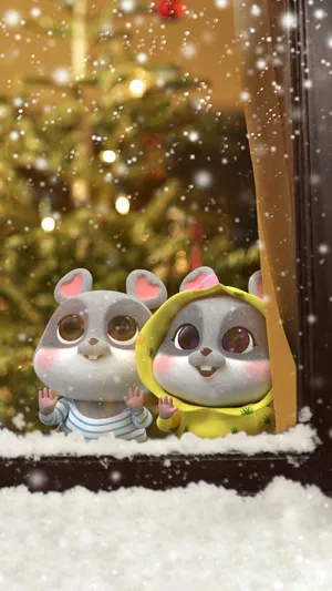 米粒龙凤胎一起看雪_1