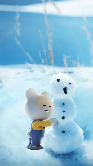 和笨笨鼠一起堆雪人