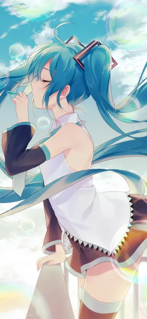 吹泡泡的动漫美少女_1