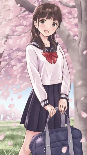 樱花树下的二次元少女