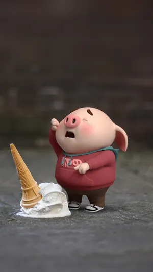 冰淇淋掉在地上,猪小屁的心也碎了