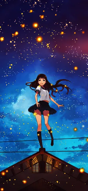 夜空下的动漫美女