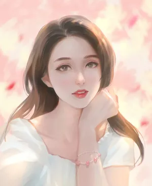 佛系漂亮姑娘女孩 甜美笑容 好看的人物插画绘画_1