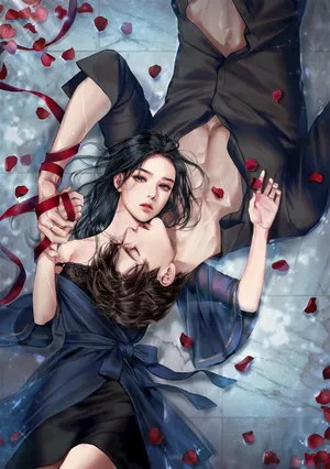 唯美男神女神 情侣 玫瑰花瓣_1