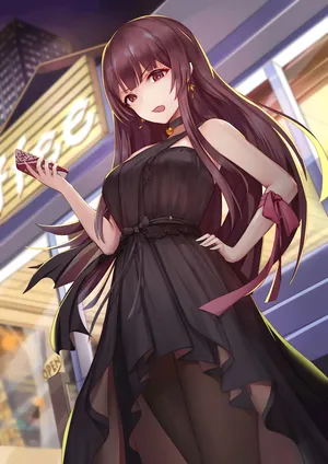 长发黑色裙子丝袜性感动漫美女