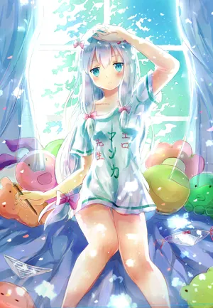 蓝色眼睛可爱动漫少女