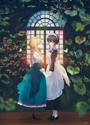 百合 两个美女孩 裙子