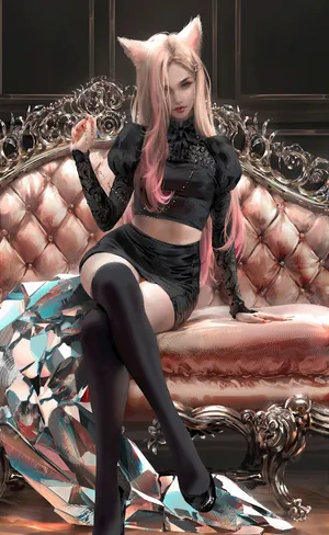 英雄联盟LOL九尾妖狐阿狸不食人间烟火 狐耳美女插画