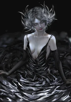 唯美超长裙 美女插画_1