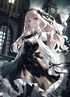 黑白 小女孩 长发飘飘