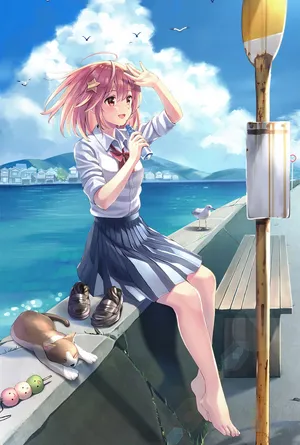 休闲时刻小女孩 海边风景