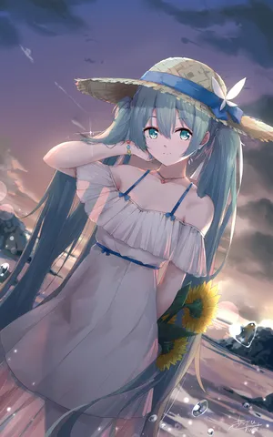 初音未来 草帽 向日葵
