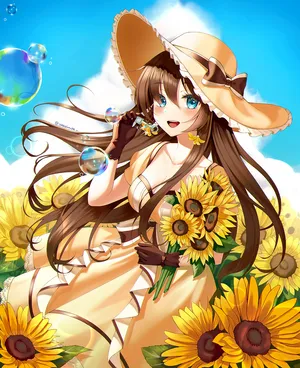 草帽向日葵 阳光少女孩