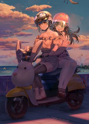美女 小女孩秘密小课堂 电瓶车 可爱头盔_1