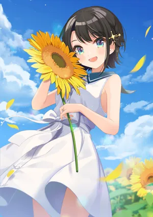 向日葵连衣裙美女