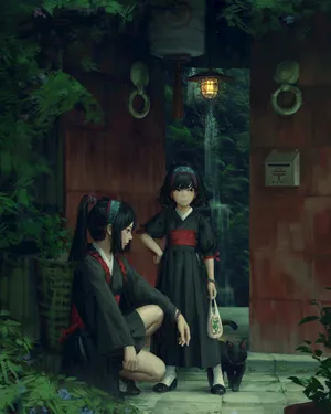 黑眼睛 动漫女孩 日本服装 短发 马尾第1张