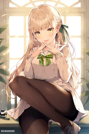 丝袜美女 窗户背景