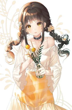 美女孩子麻花辫 露肩装_1