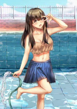 泳池 长发美少女 自拍