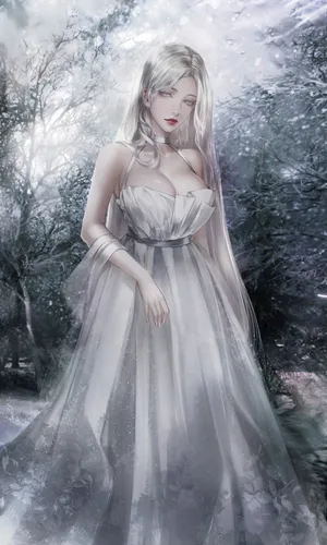 唯美少女孩 美女 佛系 大雪纷飞 婚纱_1