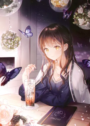 唯美少女孩 美女 佛系 蝴蝶 银联