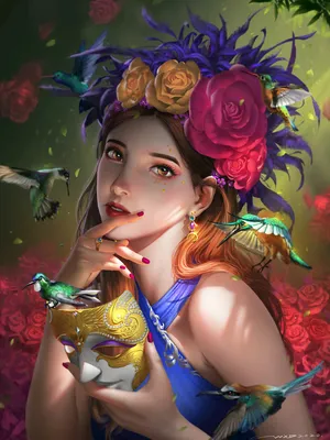 唯美佛系美女插画花花世界