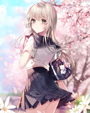 唯美少女孩 学生服 超短裙 樱花桃花