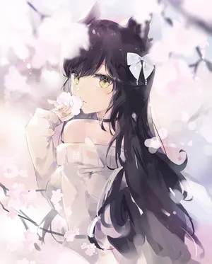 黑长发女子露肩动漫美女
