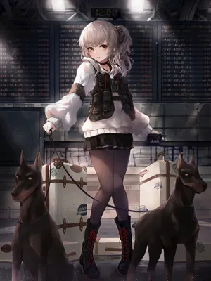 女孩子-黑丝裤袜长筒皮靴-空港-犬狗_1
