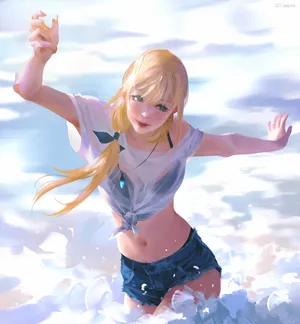 可爱女孩 海边 海水唯美佛系
