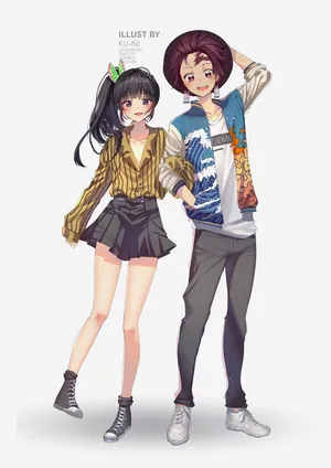 鬼灭之刃 少女孩 小男孩情侣灶门炭治郎 栗花落香奈乎