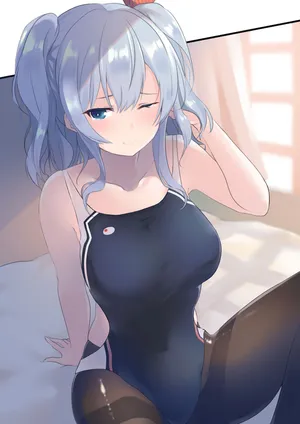 舰队collection 鹿岛 泳装少女孩子银发