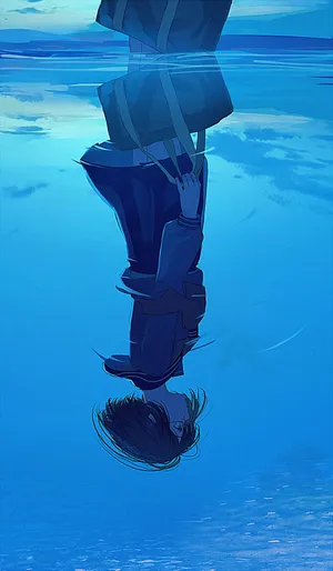 短发少女 倒影第1张
