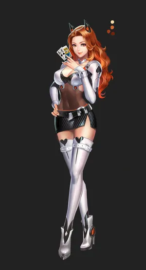 扑克 美女孩子 狐耳