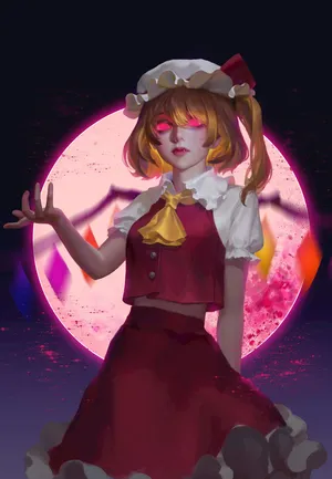 巫女 红眼睛 月亮