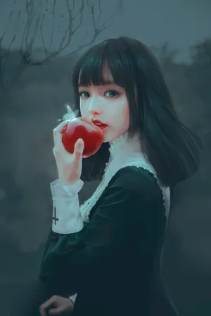吃苹果的少女孩子 齐刘海 红苹果
