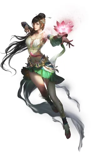 插画中国风古装3D古风美女莲花荷花盛开