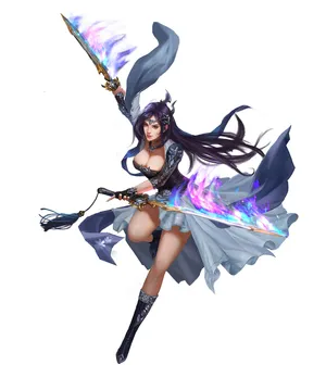 插画中国风古装3D古风美女比翼双飞