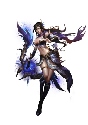 插画中国风古装3D古风美女弓弩手