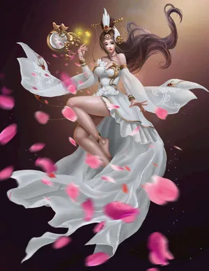 插画中国风古装3D古风美女魔镜 萝莉