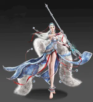 插画中国风古装3D古风美女貂皮貂毛 大长腿_1