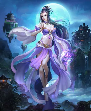 插画中国风古装3D古风美女武侠玄幻