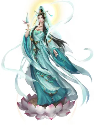 插画中国风古装3D古风观音菩萨美女_1