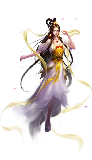 插画中国风古装3D古风美女飘然纸上 小仙女