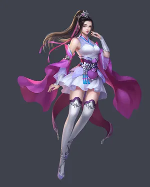 插画中国风古装3D古风美女御姐 美如画