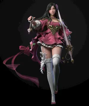 插画中国风古装3D古风美女 中西结合