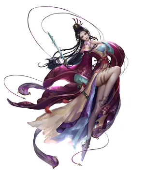 插画中国风古装3D古风纹身 超白皮肤美女